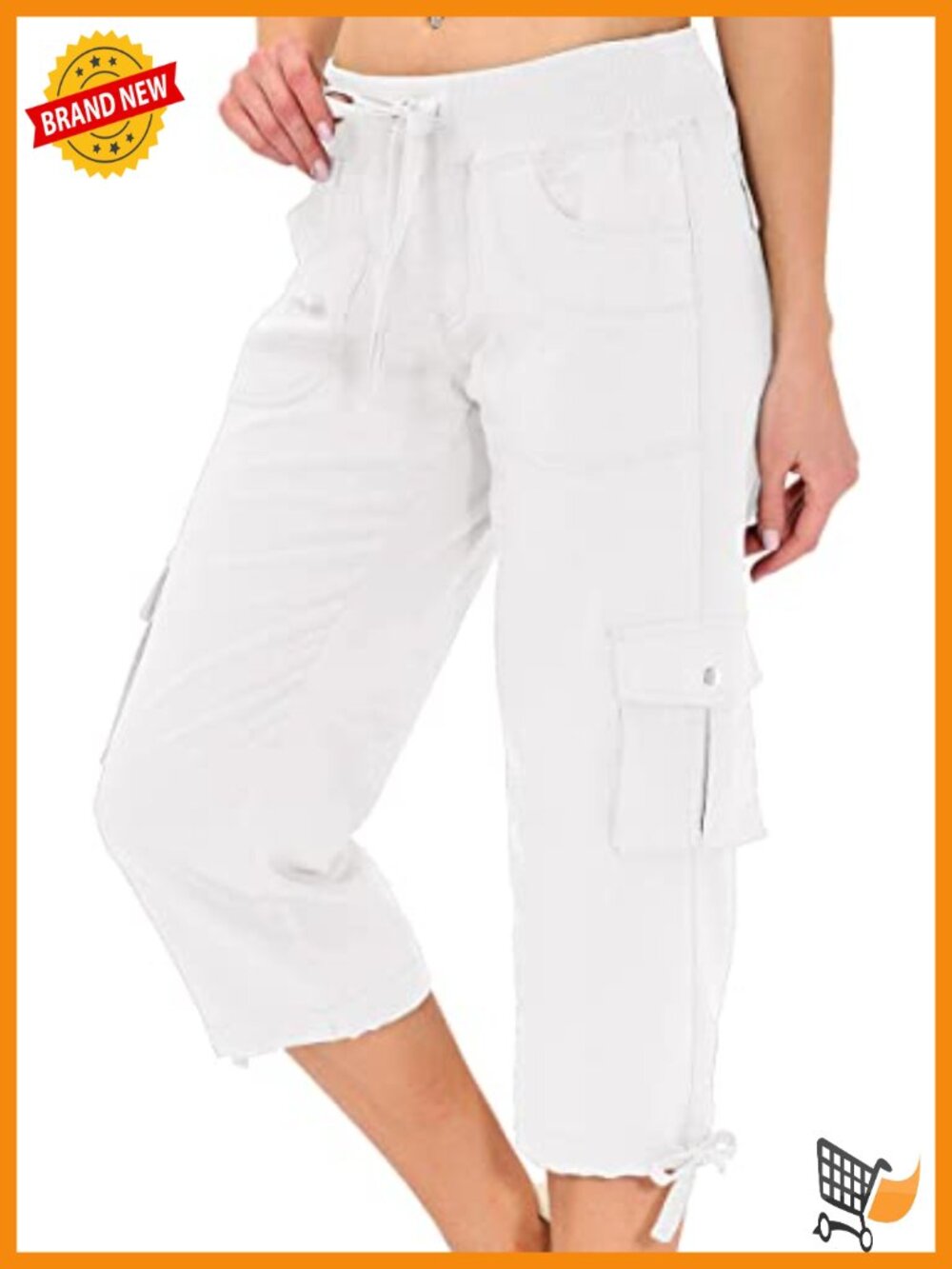 Womens Capris with Pockets Loose Fit Casual Capri Pants Baggy Cargo Pants for